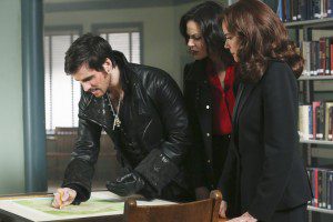 Could Regina (sandwiched in between Hook and Cora) be able to regain the progress that she made earlier this season in becoming a good person. (Photo by ABC's Jack Rowand)  