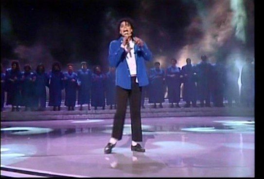 Michael Jackson's 1988 Grammy performance showcased high octane vocals, his amazing dance moves and a gospel choir.  (Photo property of the Associated Press)