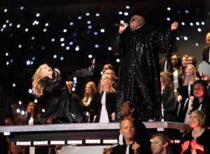Madonna and Cee Lo Green brought the house down with the finale of the Material Girl's Halftime Show. (Photo property of Getty Images) 