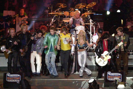 An all-star supergroup rocked the 35th Super Bowl. Among the performers in this group included Aerosmith, *NSYNC, Britney Spears, Mary J. Blige and Nelly. (Photo property of Getty Images)