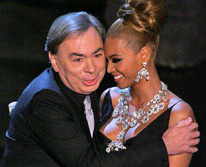 Sir Andrew Lloyd Webber congratulates Beyonce after she delivers an stunning performance of "Learn to Be Lonely" from the silver screen adaptation of "Phantom of the Opera." (Photo property of the Academy Awards.)