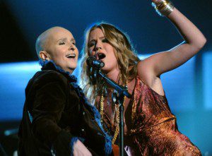 Melissa Etheridge's (with Joss Stone, right) raw cover of "Piece of My Heart" stole the show at the 2005 Grammy Awards.  (Photo by Lester Cohen/WireImage.com)