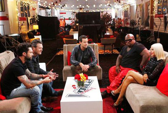 The Voice coaches and Carson Daly
