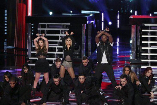 Jacquie Lee and Matthew Scuhler teamed up with their divalicious mentor   to pay homage to Michael and Janet Jackson on "The Voice." (Photo property of NBC's Tyler Golden)