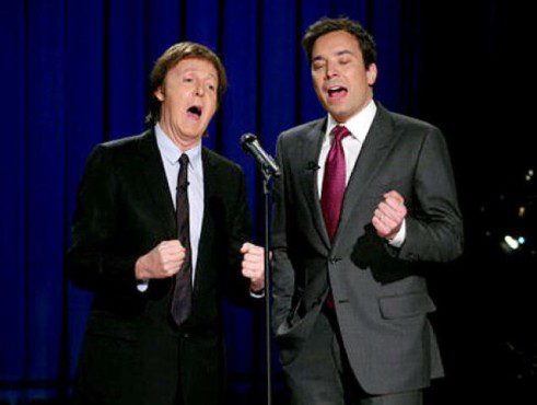Sir Paul McCartney and Jimmy Fallon delivered a delightful parody of "Yesterday." (Photo property of NBC's Lloyd Bishop)