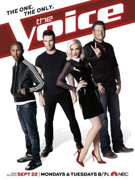 Pharrell, Adam, Gwen and Blake tried to up each other as the second of the night of "The Voice: Season Seven" Blind Auditions continued. (Photo property of NBC)