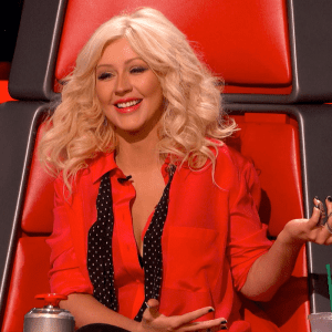 Christina Aguilera smiles on "The Voice"