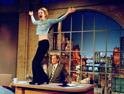 Drew Barrymore's striptease remains one of the most talked about "Late Show" moments of all-time. (Photo property of CBS & Worldwide Pants, Inc.)  