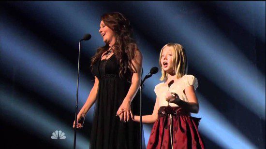 Season Five runner-up Jackie Evancho performed with her hero, international superstar Sarah Brightman, during her season's finale. (Photo property of NBC, FremantleMedia North America & SYCO Entertainment) 