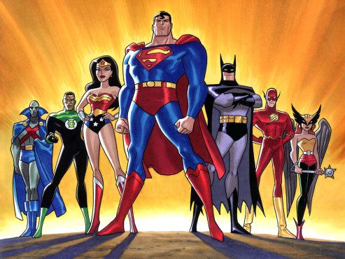 The voice cast of "Justice League" will reunite with legendary voice director Andrea Romano today at NYCC! (Artwork property of Warner Bros. Animation & DC Entertainment)