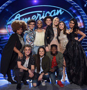 The "American Idol XV's" final Top 10 pose together during a taping of the FOX singing competition. (Photo property of FOX & 19 Entertainment) 