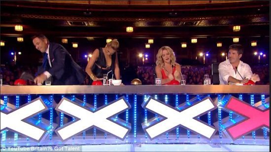 This is the reaction that I get every time Nick Hagelin performs on "The Voice." BTW, I love the "Britain's Got Talent" judges: David Walliams, Alesha Dixon, Amanda Holden & Simon Cowell. (Photo property of iTV)