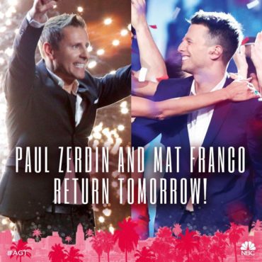 Two fan-favorite winners Paul Zerdin and Mat Franco returned to "America's Got Talent" just in time for Season 11's first results show. (Photos and graphics property of NBC)