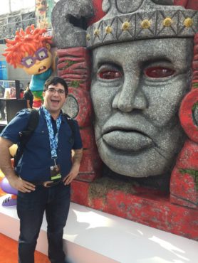 Posing with Olmec at the Nickelodeon booth. (Photo property of Jake's Take) 