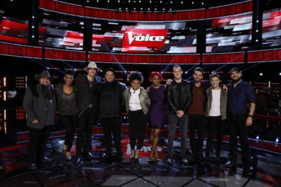 "The Voice: Season 11" Top 10 pose together after a taping of the show. (Photo property of NBC's Trae Patton)
