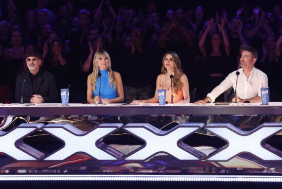 Howie, Heidi, Sofia & Simon watch a performance during a taping of the AGT: Season 18 Live Qualifiers (Photo property of NBC's Trae Patton)