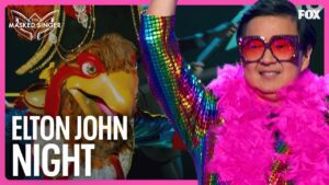 Royal Hen made their debut on 'The Masked Singer' just in time for Sir Elton John Night. (Photos & graphics property of FOX)