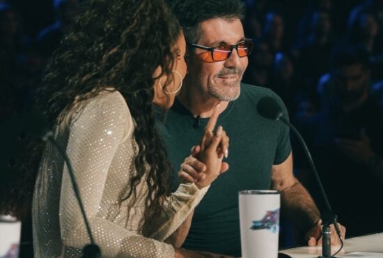 The Got Talent creator talks with Mel B during a taping of 'AGT: Fantasy League.' (Photo property of NBC)